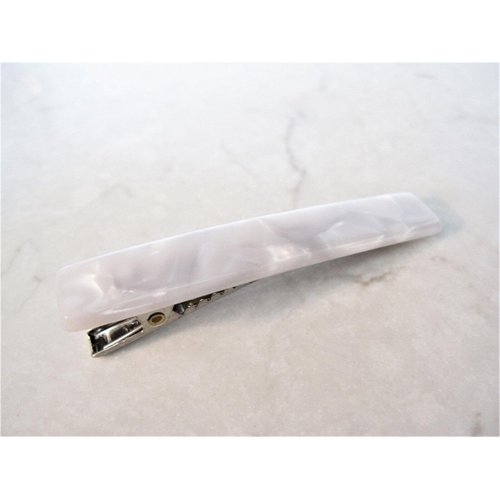 Generic 2 1/2 inch white gray platinum marbled alligator hair clip barrette