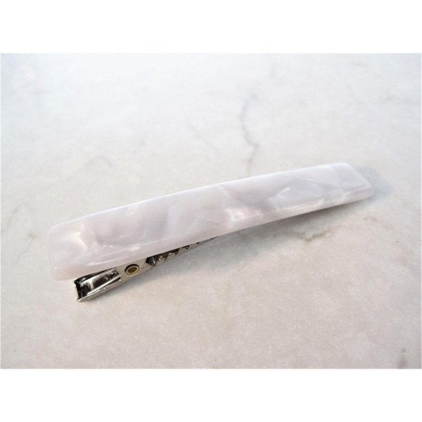Generic 2 1/2 inch white gray platinum marbled alligator hair clip barrette