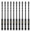 AVERZELLA 3/16" Tungsten Carbide Concrete Drill Bit Set with Four-Cross Edge& Hex Shank,10 PCS 5mm Drill Bits for Metal,Masonry Drill Bit Set 3/16 Inch for Tile/Ceramic/Glass/Mirror/Brick/Cement