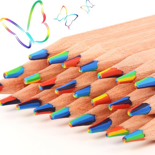 ThEast 7 Color in 1 Rainbow Pencils for Kids, 30 Pieces Rainbow Colored Pencils, Assorted Color Pencils for Coloring, Easter Pencils for Basket Stuffer Gifts, Pre-sharpened (30)