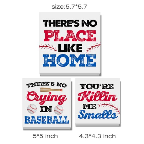 3 Pcs Baseball Decor for Home Baseball Sports Tiered Tray Decor 3 Pcs Decorative Wood Box Signs Rustic Table Desk Shelf Decoration for Bedroom Boys Room Party