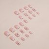 WAFOLOZE Nails Press ons,White Ombre Short Square Press on Nails Fake/False Nails with Flower Press ons Designs Gloss Acrylic Artificial Nails Stick on Nails for Women 24Pcs