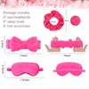 WHAVEL 18 Pcs Sleepover Party Supplies for Girls - Pink Party Favors Include 6 Spa Headband, 6 Silk Eye Mask and 6 Velvet Scrunchies for Spa Birthday, Bachelorette Party, Slumber Wedding (Hot Pink)