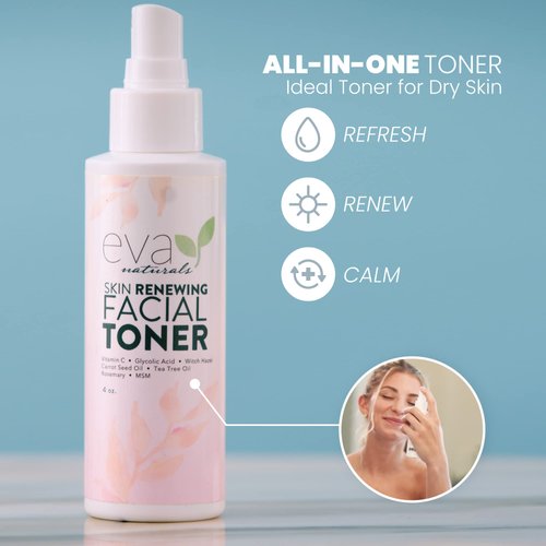 Witch Hazel Toner for Face - Facial Toner for Dry Skin - Skin Toner for Women - Toner for Acne Prone Skin - Face Toner for Oily Skin - All Skin Types Hydrating Toner for Face and Sensitive Skin (4oz)