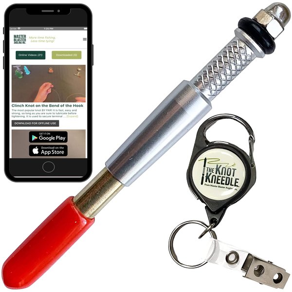 KNOT KNEEDLE - Fishing Knot Tying Tool - Quick & Easy Way to Tie Knots & Keep Fishing Longer - Fishing Gear and Equipment - Tools for Fishing Pack - Fishing Tools and Accessories - Single with Zinger
