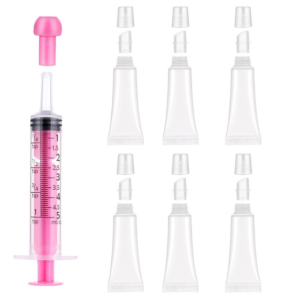 6PCS Empty Lip Gloss Tubes, 10ml Clear Lip Balm Tubes with 5ml Tools, Refillable Empty Tubes Clear Cosmetic Containers Soft Tube, Mini Cosmetic Soft Tubes for Women Girls DIY Lip Gloss Cosmetics