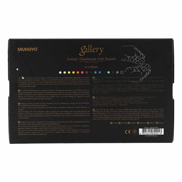 Honsell Gallery Artists' 4400015 Handmade Soft Pastel, Set of 15, Hand-Rolled Pastels in Artist Quality, Soft Consistency