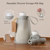 No Leak Momcozy Silicone Breastmilk Storage Bags, Reusable Breastmilk Freezer Storing Bags for Breastfeeding, 8.5oz/250ml Breast Milk Saver, Leakproof Baby Food Pouches, BPA Free (Gray, 5pcs)