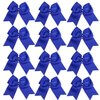 8 Inch Cheerleader Bows Ponytail Holder Cheerleading Bows Hair Tie(Royal Blue)