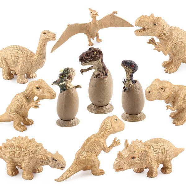 WONWONTOYS Children's Gold Dinosaur Figurines and Dino Eggs Party Decorations Set Birthday Centerpiece Cake Toppers Decor 11 PCS