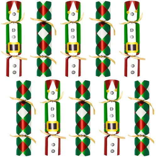 10PACK Christmas Party Favor 10‘’ No-Snap Table Favors with Prize Joke Gifts for Adults Kids Party Supplies Dinner Decorations British English Holiday Games Green