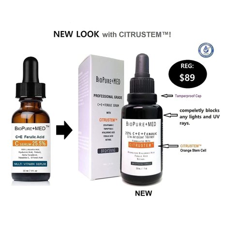 BioPureMED 25% Vitamin CE+Ferulic Acid Serum for Face: Anti Wrinkle Serum with Tripeptide-5, Retinol 22, Hyaluronic Acid Best Organic Korean Skin Care Formula Vitamin C Serum/Face Moisturizer