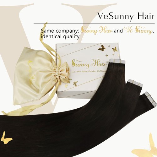 Ve Sunny Invisible Tape in Hair Extensions Human Hair Darkest Brown Tape on Hair Extensions Brown Human Hair Extensions Tape in Darkest Brown Glue in Hair Extensions 50g 20pcs 16inch