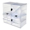 Deflecto Stackable Cube Organizer, Desk and Craft Organizer, 2 Drawers, Clear, Removable Drawers and Dividers, 6"W x 6"H x 7 1/5"D (350101CR)