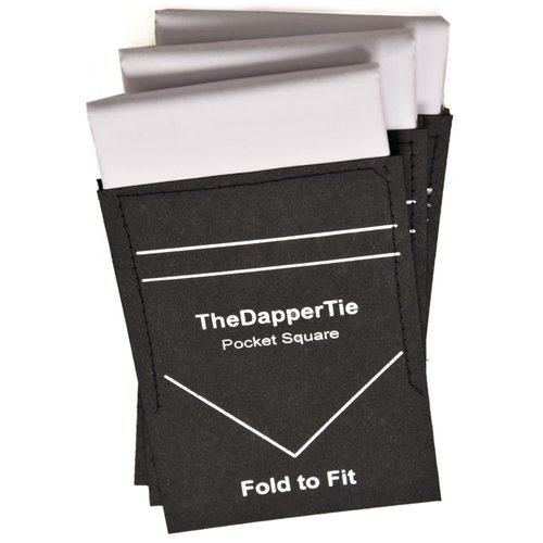 TheDapperTie - Men's White Cotton Extra Thick Flat Pre Folded Pocket Square on Card