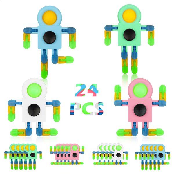 SoulLife 24 Pack DIY Popper Chain Fidget Spinners, Stress Relief Anxiety Reduction Fidget Toys Bulk, Birthday Return Gift Party Favors Classroom Prizes Student Gifts Basket Stocking Stuffers for Kids