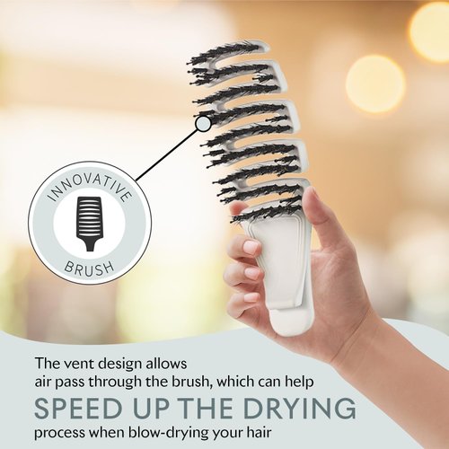 SEACRET Hair Brush - Paddle Brush, Ergonomic Detangling Hairbrush for Women, Men, and Kids. Curly Hair Brush. Boar Bristle Hair Brush suitable for All Hair Types. (Mini)