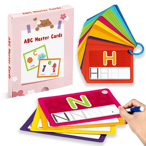 Alened Alphabet Flash Cards, 52 Uppercase and Lowercase ABC Flash Cards, Letter Tracing Sight Words Learning Game for Preschool Kindergarten Toddlers, ABC Alphabet Flash Cards for Kids Ages 3-6
