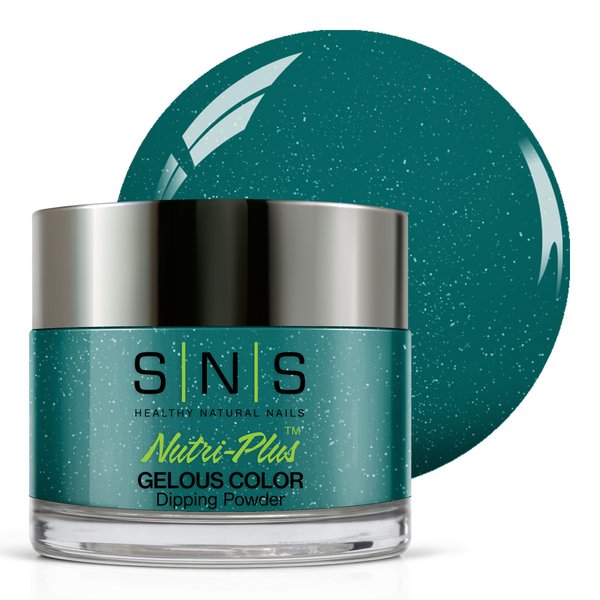 SNS Nail Dip Powder, Gelous Color Dipping Powder - Jazzy Blues (Blue/Teal, Shimmer) - Long-Lasting Dip Nail Color Lasts 14 Days - Low-Odor & No UV Lamp Required - 1 OZ