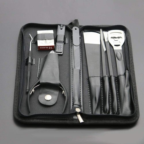 Foot Care Pedicure Callus Shaver Hard Skin Remover 10 Blades Ingrown Toenail Tools Kit, Ingrown Toenail Removal Correction Clippers, Professional Pedicure Tools (Black)…