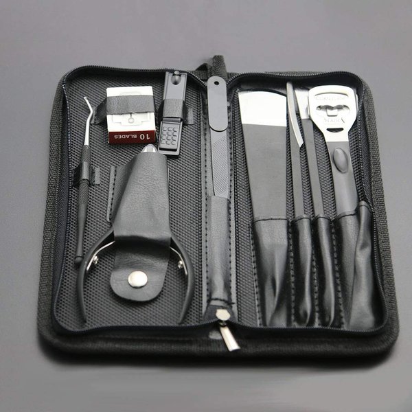 Foot Care Pedicure Callus Shaver Hard Skin Remover 10 Blades Ingrown Toenail Tools Kit, Ingrown Toenail Removal Correction Clippers, Professional Pedicure Tools (Black)…