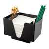 Restaurantware Bar Lux 7.9 Inch x 5.5 Inch Napkin Holder 1 3-Compartment Condiment Caddy - Rectangle Tabletop Black Plastic Napkin Caddy Refillable Easy Access