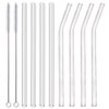 ALINK Glass Smoothie Straws, 10" x 10 mm Long Reusable Clear Drinking Straws, Pack of 8 with 2 Cleaning Brush,