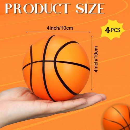 Syhood 4 Pcs 4 Inch Foam Stress Balls for Kids Adults Squeeze Sports Ball Pressure Anxiety Relief Balls Health Balls School Reward for Sports Party Favors