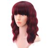 HNYBEE Dark Red Wig with Bangs for Women Short Wavy Bob Wigs 14 Inches Shoulder Length Synthetic Heat Resistant Wig Daily Party Cosplay Wig