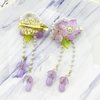 2 Pack of Purple Cherry Blossoms Asian Cute Hair Accessories for Girls Sparkling Crystal Stone Braided Hair Clips for Women Unique Hanfu Decorative Floral Hair Clips Chinese Hair Accessories