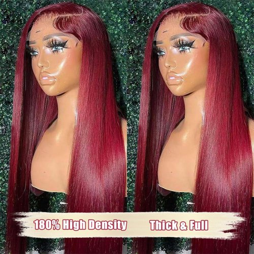 Zormsert 99j Burgundy Lace Front Wigs Human Hair 13x6 Hd Lace Front Wigs Human Hair 180% Density Colored Staight Human Hair Glueless Wigs Pre Plucked with Baby Hair 30 Inch