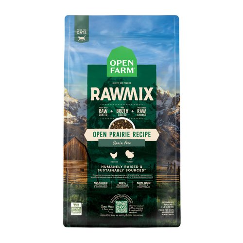 Open Farm RawMix Prairie Recipe for Cats, Includes Kibble, Bone Broth, and Freeze Dried Raw, Inspired by The Wild, Humanely Raised Protein and Non-GMO Fruits and Veggies, 2.25 lb