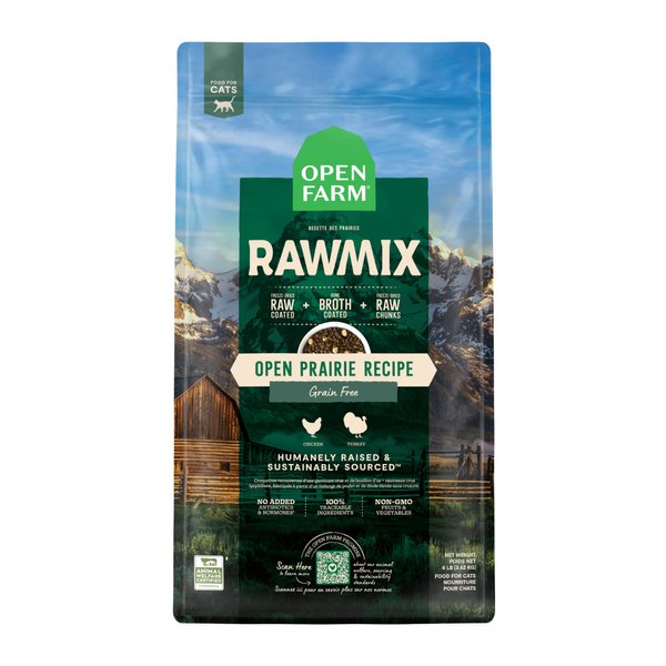 Open Farm RawMix Prairie Recipe for Cats, Includes Kibble, Bone Broth, and Freeze Dried Raw, Inspired by The Wild, Humanely Raised Protein and Non-GMO Fruits and Veggies, 2.25 lb