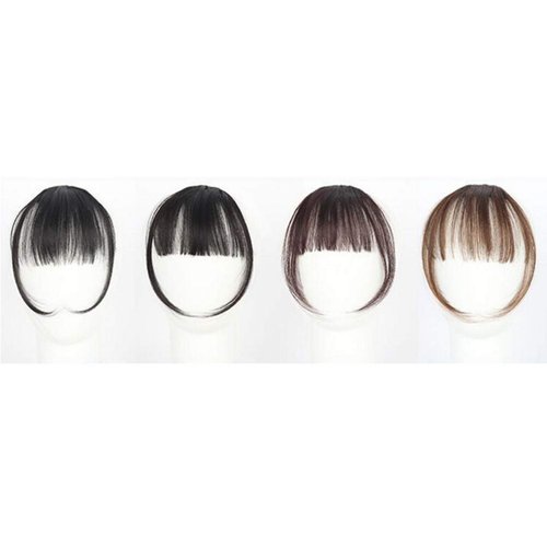Minkissy Clip in Hair Bangs Fringe Hairpieces Human Hair Extensions for Girls Women (Black)