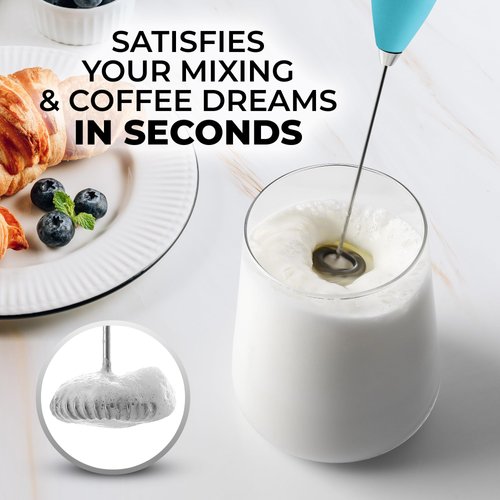 Zulay Kitchen Powerful Milk Frother Wand - Ultra Fast Handheld Drink Mixer - Electric Whisk Foam Maker for Coffee, Lattes, Cappuccino, Frappe, Matcha & Coffee Creamer - Milk Boss Sunrise