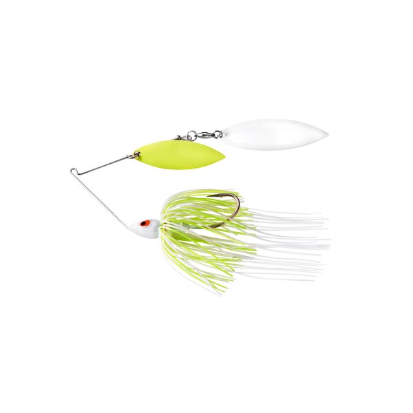 War Eagle Custom Lures Painted Head Spinnerbait Fishing Lure, White Chartreuse, Painted Double Willow (1/2 oz)