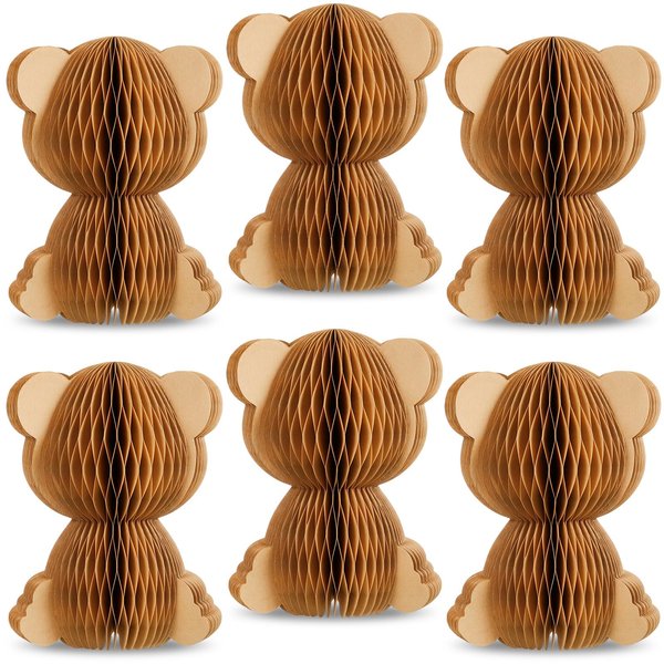 Yeaqee 6 Pcs Bear Honeycomb Centerpieces Paper Bear Baby Shower Decorations Table Decorations with Magnetic Closure Table Centerpieces Decorations for Kids Birthday Party