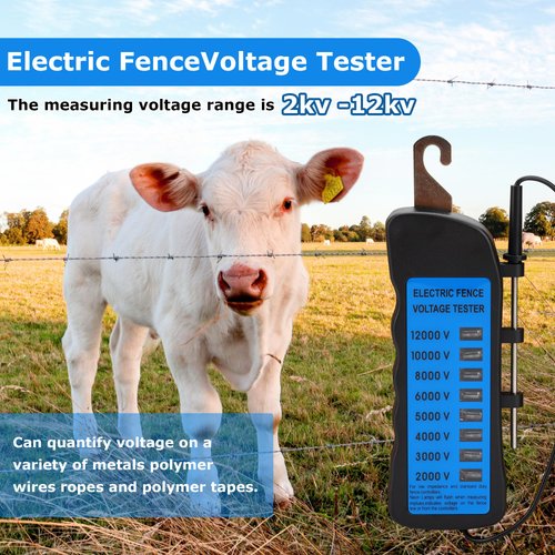 Electric Fence Voltage Tester, 12KV Fence Tester 8 Neon Indicator Lights/Fence Tester for Farms Fault Finder Portable Testing Tool