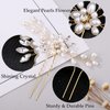 5 Pieces Wedding Hair Accessories for Brides, Pearl Crystal Rhinestone Hair Comb Hair Pins Bridal Hair Accessories, Gold Hair Accessories for Brides Bridesmaids Women Girls (Gold)