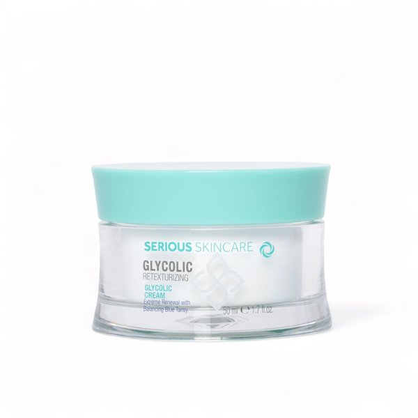 Serious Skincare - Glycolic Retexturizing Face Cream for Hydration - Soothing, Balancing Blue Tansy - Exfoliating for Smoother Skin - AHA - Anti-Aging Moisturizer - Women and Men - 1.7 Fl. Oz.