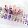 22pcs Semi Cured Gel Nails Strips Tips UV Nail Stickers Polish Wraps-Works with UV Nail Lamp Light, 2 Prep Pads Nail File Wooden Stickers DIY Manicure Easy to Apply&Remove