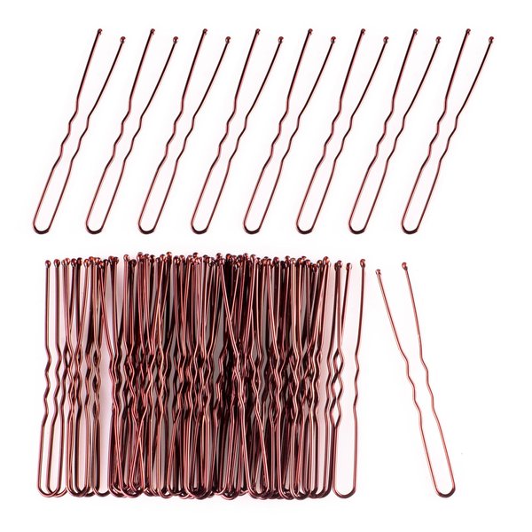 FVOLREM Bobby Pins, 200 PCS Hair Pins for Women, 2.4" U Shaped Hair Pins for Updos French Twists, Buns Waved Updos, Lady Girls (Brown)