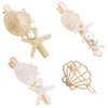 PH PandaHall 4 Styles Starfish Shell Hair Clip Beach Alligator Hair Clips Starfish Barrettes Dainty Sea Theme Clips for Halloween Mermaid Decor Beach Travel Wedding Supplies