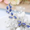 Unsutuo Bride Wedding Hair Comb Blue Rhinestone Bridal Hair Accessories for Wedding Hair Pieces for Women and Flower Girls