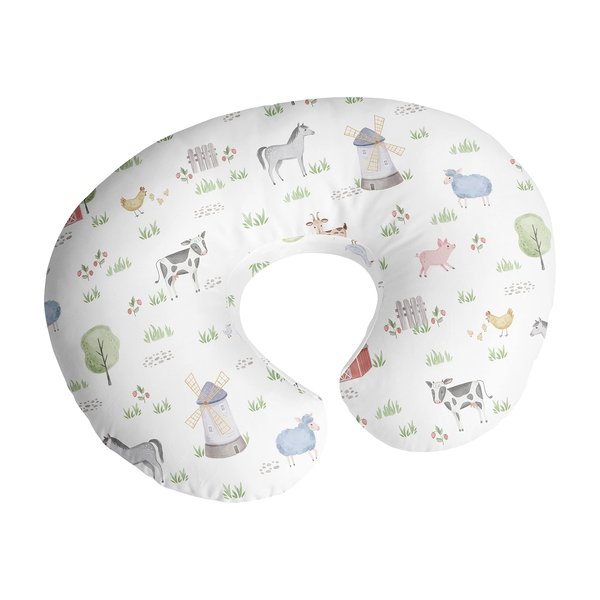 Sweet Jojo Designs Farm Animals Nursing Pillow Cover Breastfeeding Pillowcase Newborn Infant Bottle Breast Feeding Pillow NOT Included Watercolor Farmhouse Barn Horse Cow Gender Neutral