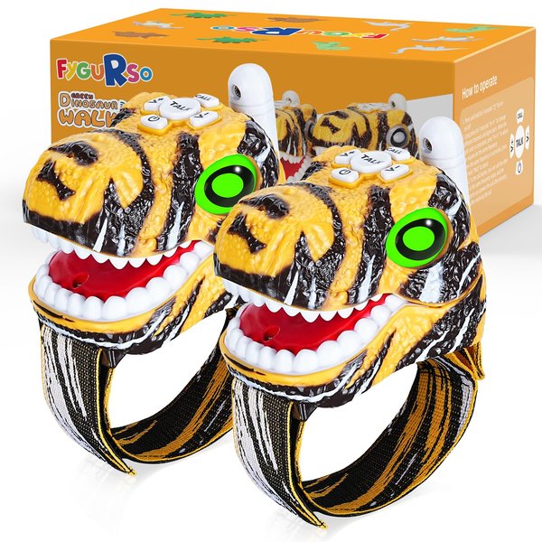 Fygurso Dinosaur Walkie Talkies for Kids, Kids Toys for Boys Girls Aged 3 to 8 Years Old for Outdoor Adventure, Camping, Halloween, Christmas, Birthday Gifts (Yellow, 3280 FT Talk Range, 2 Pack)