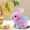 Easfan Walking Bunny Stuffed Animal Interactive Jumping Rainbow Rabbit Talking Hopping Tail Wagging Head Nodding Educational Plush Toy Easter Birthday Gifts for Toddlers Kids Girls, 7''