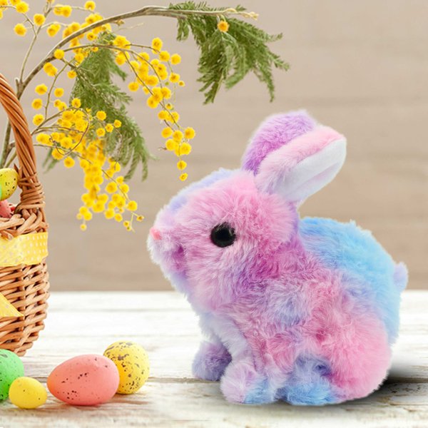 Easfan Walking Bunny Stuffed Animal Interactive Jumping Rainbow Rabbit Talking Hopping Tail Wagging Head Nodding Educational Plush Toy Easter Birthday Gifts for Toddlers Kids Girls, 7''