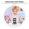 LOGOFUN Doll House Cart Miniature Cart Model Tiny Rolling Cart Toy Mini 3-Layer Storage Trolley with Wheels for Dollhouse Accessories - Black