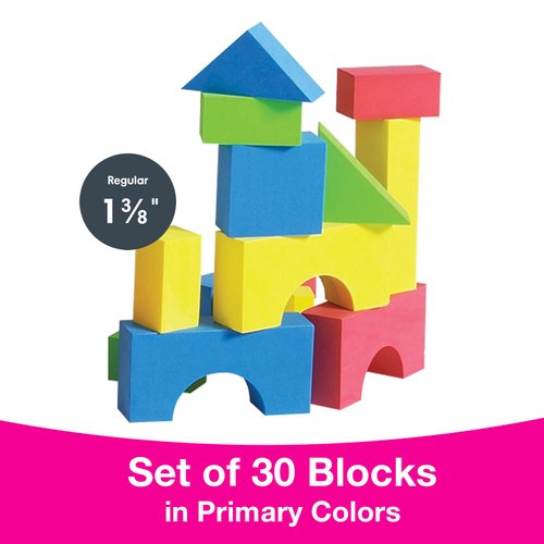 Edushape Color Soft Baby Blocks for Toddlers 1-3, 30 Pieces Regular Size - Edu-Blocks Soft Blocks Foam Blocks - Stacking Blocks Building Blocks for Daycares and Preschools